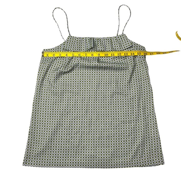 J.CREW Tank Top Ruffle Blouse Womens White Green Printed Sleeveless Size 4 - Picture 3 of 9